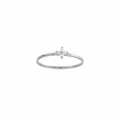 Bague fleur 4 diamants 0,07ct GVS, Or blanc 750/1000