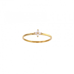 Bague fleur 4 diamants 0,07ct GVS, Or 750/1000