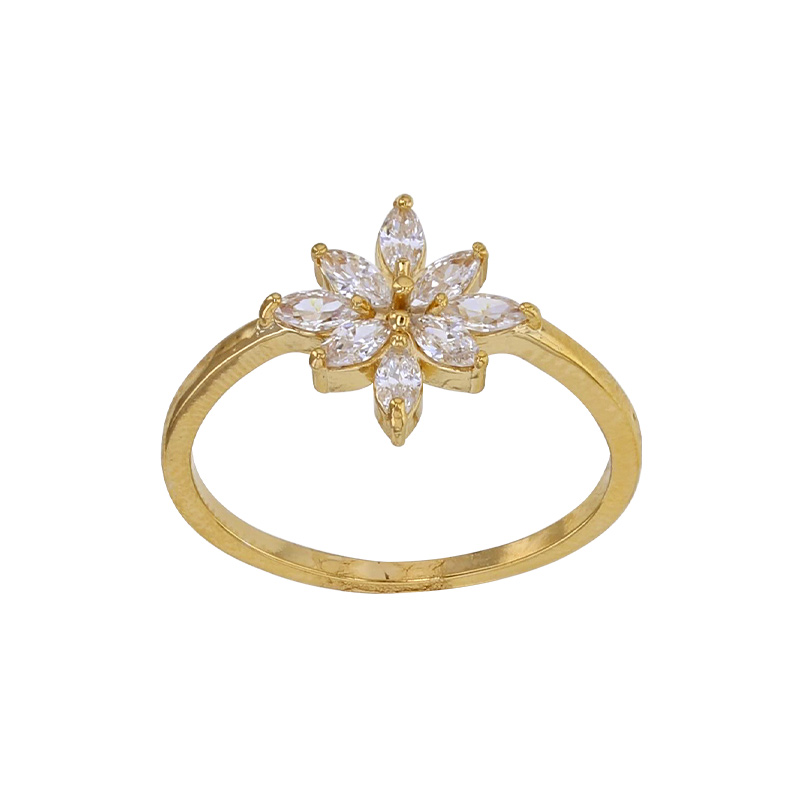 Bague fleur ornée d'oxydes en plaqué or