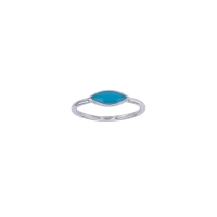 Bague forme amande résine turquoise, argent 925/1000 rhodié