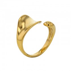 Bague forme goutte creuse en acier doré