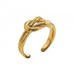 Bague forme noeud en acier doré