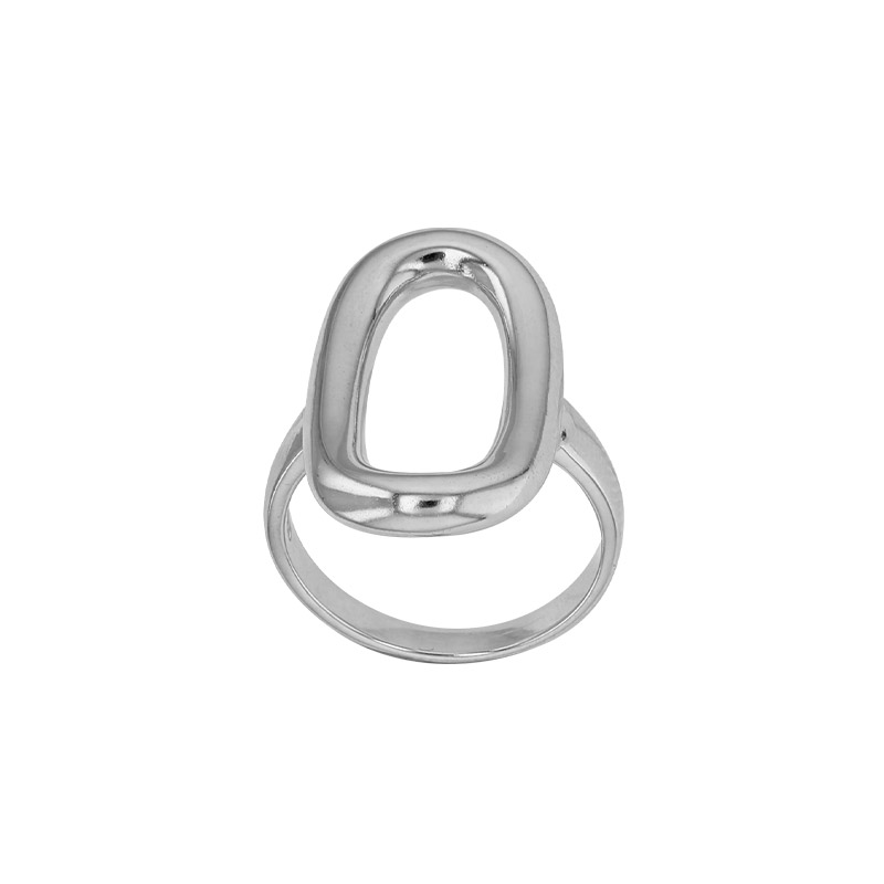 Bague forme ovale épaisse et lisse, argent 925/1000