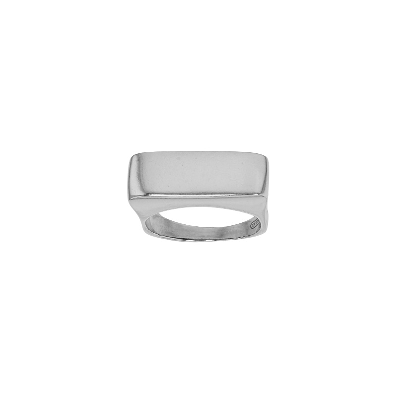 Bague forme rectangulaire épaisse, argent 925/1000