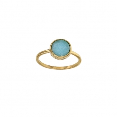 Bague forme ronde Amazonite, Plaqué or