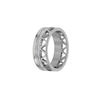 Bague formes géométriques en Acier avec cristaux blancs