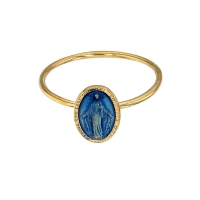 Bague GYPSY MARIA en argent 925/1000 doré - Madone bleu avec émail