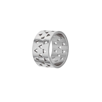 Bague homme acier avec motifs triangles découpés