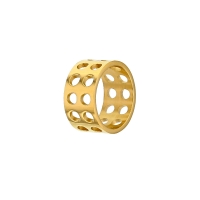 Bague homme acier doré avec motifs ronds découpés