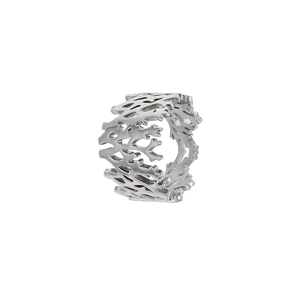Bague inspiration ramure en acier