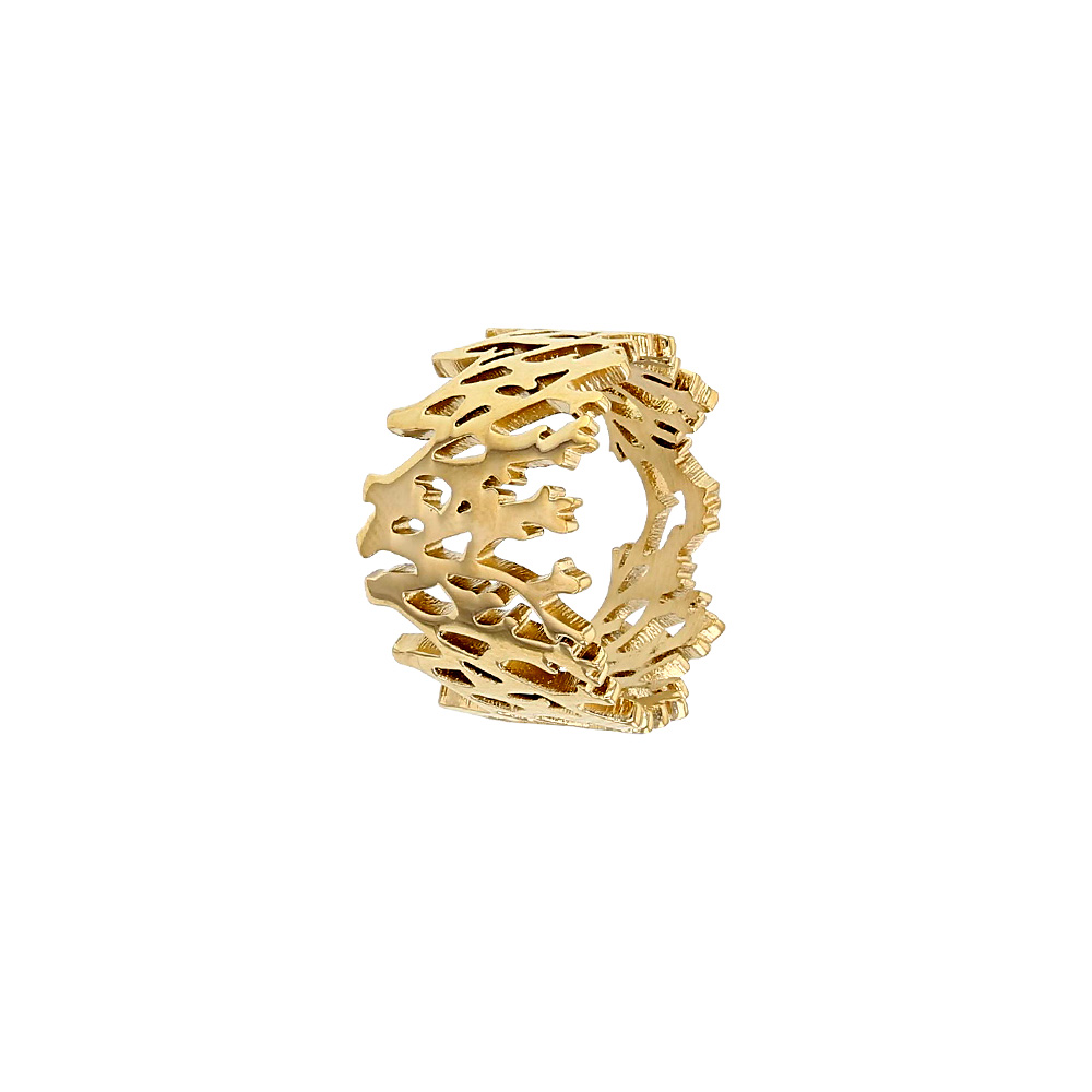Bague inspiration ramure en acier