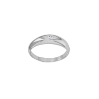 Bague jonc orné d'un oxyde, argent 925/1000 platiné