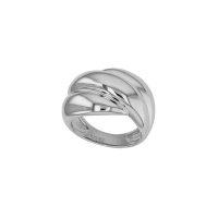 Bague large 3 rangs bombés, argent 925/1000 rhodié