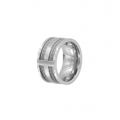 Bague large acier et câble