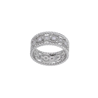 Bague large ajourée et torsadée avec oxydes, argent 925/1000 rhodié