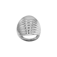 Bague large arrondie aspect ciselé, argent 925/1000 platiné