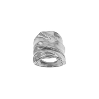 Bague large aspect froissé, argent 925/1000 platiné