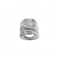 Bague large aspect froissé, argent 925/1000 platiné
