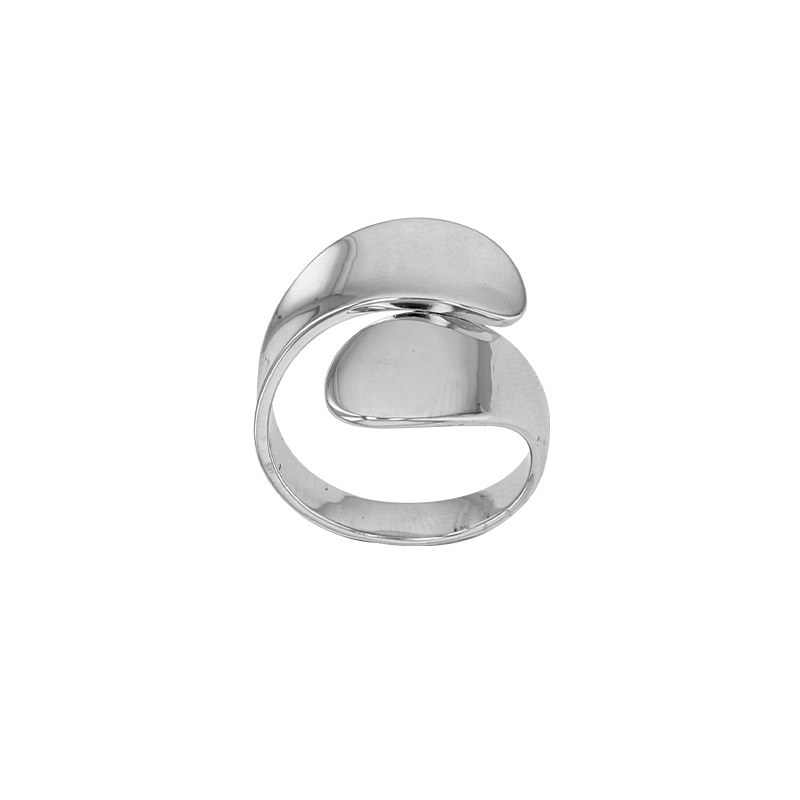 Bague large croisée en argent 925/1000 rhodié