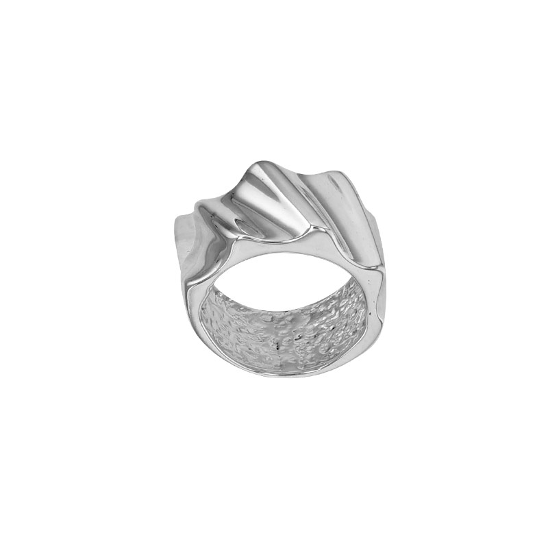 Bague large dune, intérieur aspect martelé, argent 925/1000