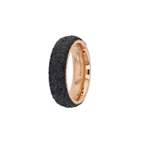 Bague large en acier doré rose pailletée noir