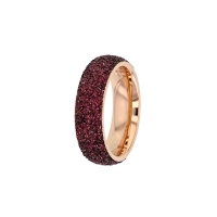 Bague large en acier doré rose pailletée prune