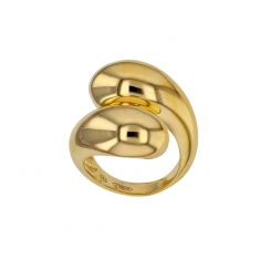 Bague large entrelacés aspect lisse, argent 925/1000 doré