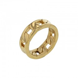 Bague large maille entrelacé en acier doré