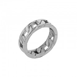 Bague large maille entrelacé en acier