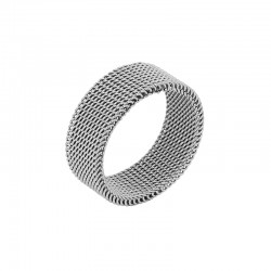 Bague large maille milanaise souple en acier