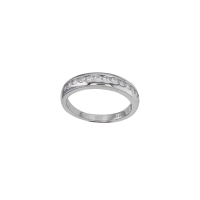 Bague large ornée d'oxydes de zirconium argent 925/1000 rhodié