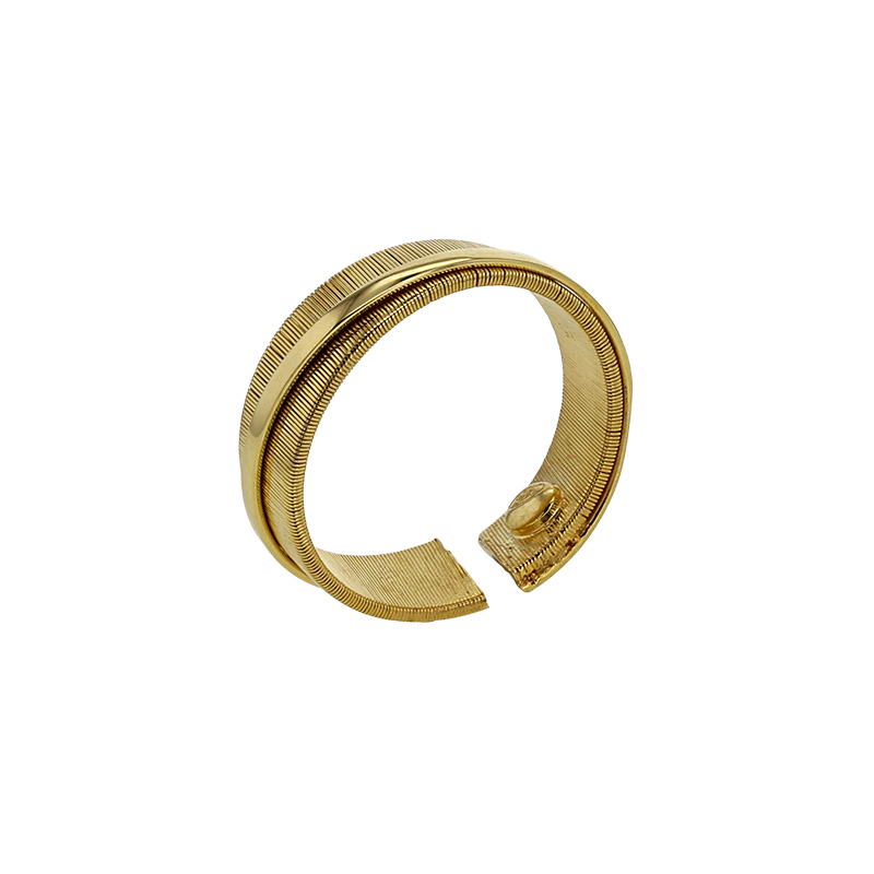 Bague large ouverte aspect ciselé et lisse en argent 925/1000 rhodié