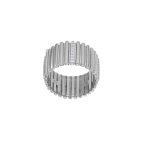 Bague large striée avec oxydes, argent 925/1000 rhodié