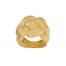 Bague large tressée aspect pailleté, argent 925/1000 doré