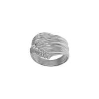 Bague large vague, argent 925/1000 platiné