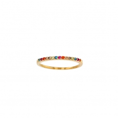 Bague ligne d'oxydes de couleurs, Plaqué or