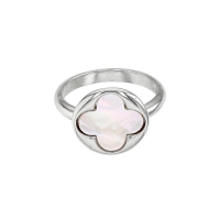 Bague MADRE PERLA en argent 925/1000 rhodié avec trèfle quadrilobé en nacre