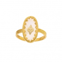 Bague MADRE PERLA en forme ovale en Argent doré 925/1000 et nacre motif étoile