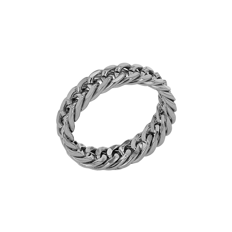 Bague maille gourmette en acier