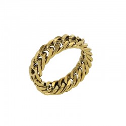 Bague maille gourmette en acier doré