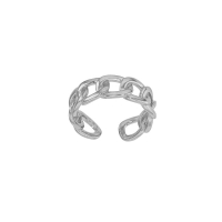 Bague maille gourmette réglable, argent 925/1000 rhodié