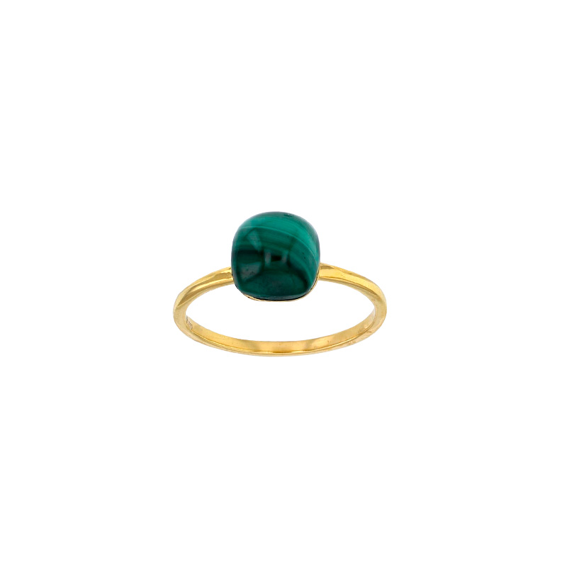 Bague Malachite bombée, Or 750/1000