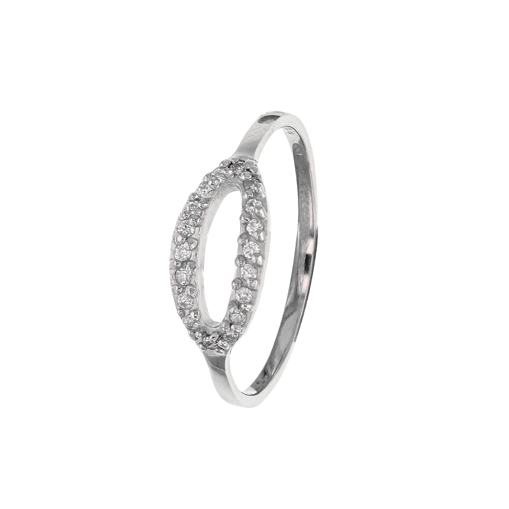 Bague microserti avec oxydes de zirconium motif ovale en argent rhodié 925/1000