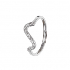 Bague microserti motif vague argent rhodié 925/1000 et oxydes de zirconium