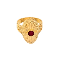 Bague NEO-BAROQUE argent 925/1000 doré avec verre couleur rubis