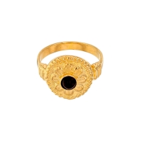 Bague NEO-BAROQUE argent 925/1000 doré ornée d'onyx