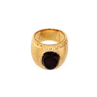 Bague NEO-BAROQUE effet martelé et brossé en argent 925/1000 doré avec onyx