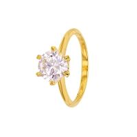 Bague Or 375/1000 avec oxyde de zirconium 7,5 mm en serti griffes