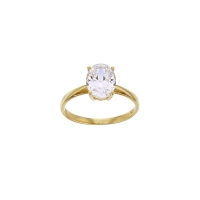 Bague Or 375/1000 avec oxyde de zirconium ovale