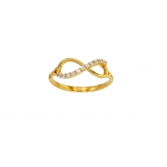 Bague Or 375/1000 avec oxydes de zirconium - symbole infini